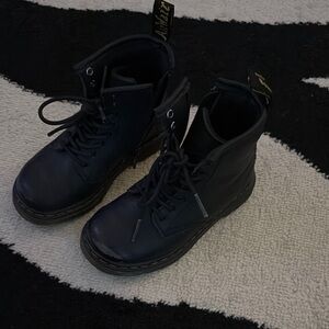 Black Leather Lace-Up Boots
